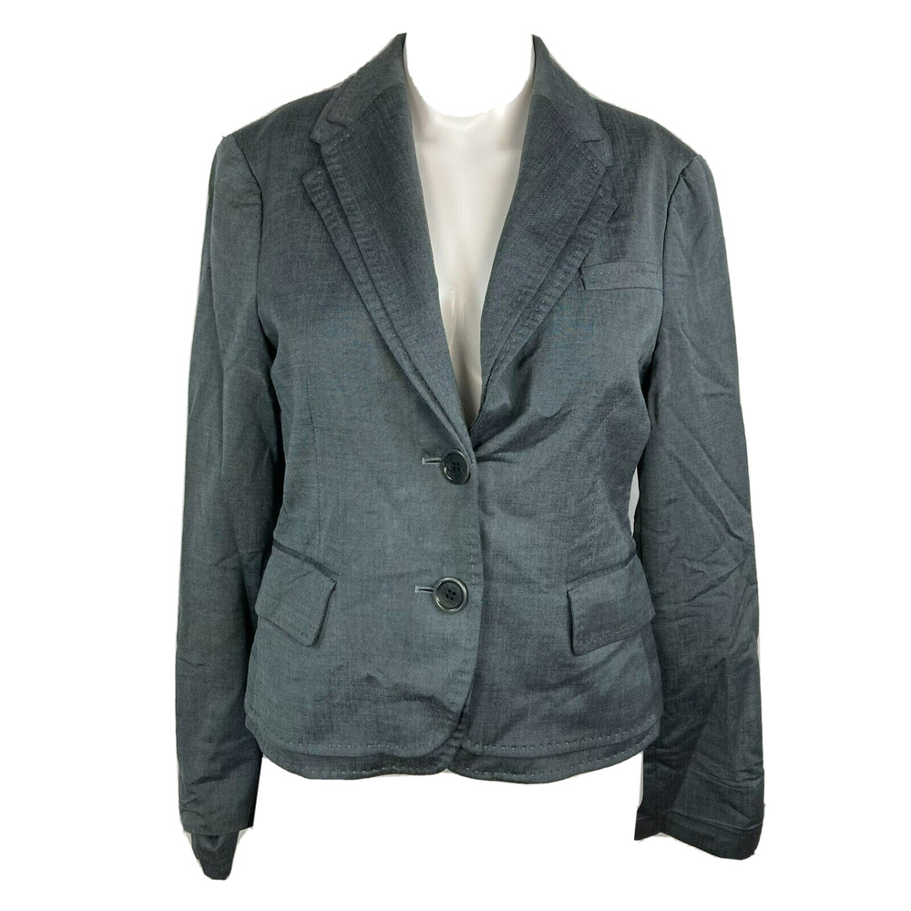 BCBGMAXAZRIA Jacket Womens Sz S Gray Lightweight Two Button Blazer Lined Pockets